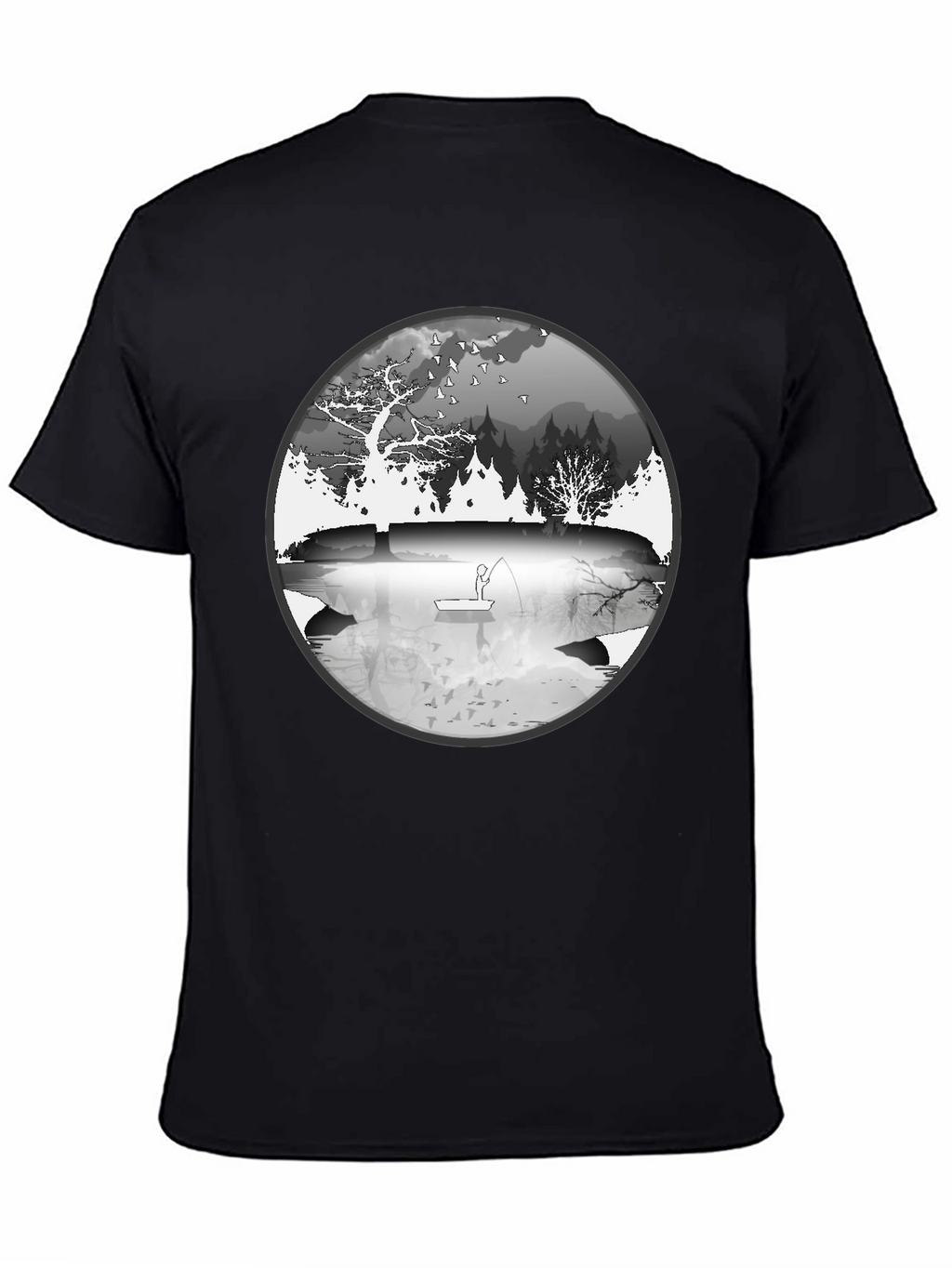 Nature Fisherman Graphic Tee - Classic Black