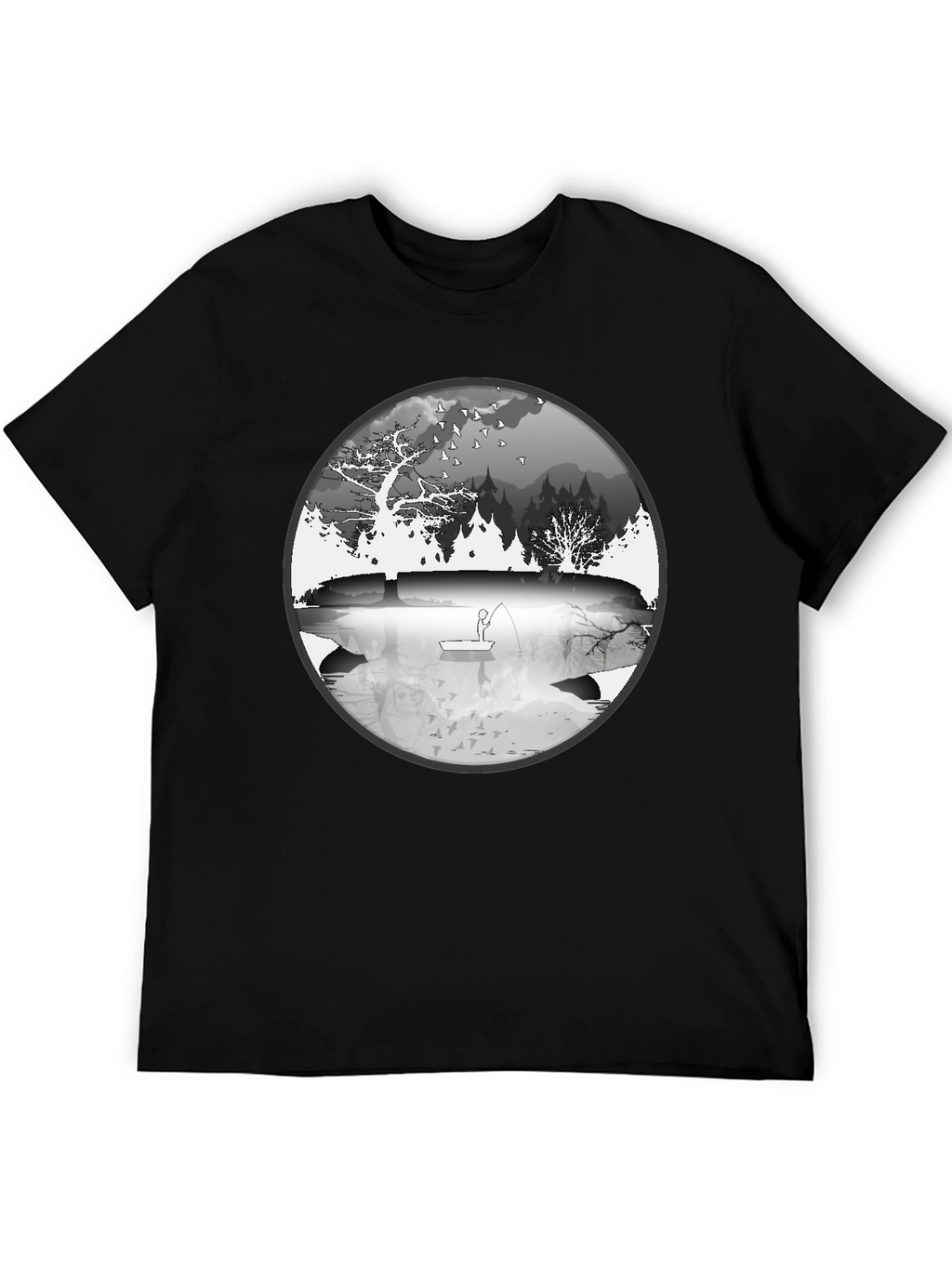 Nature Fisherman Graphic Tee - Classic Black