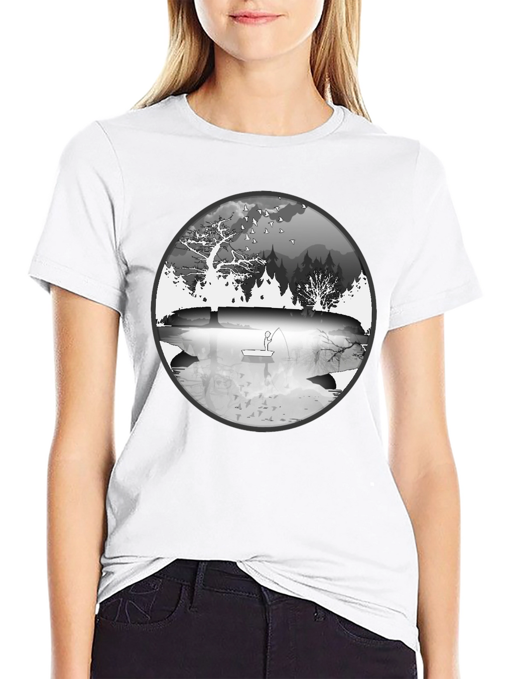 Nature Fisherman Graphic Tee - Classic Black