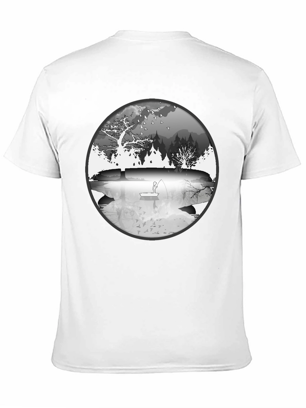 Nature Fisherman Graphic Tee - Classic Black