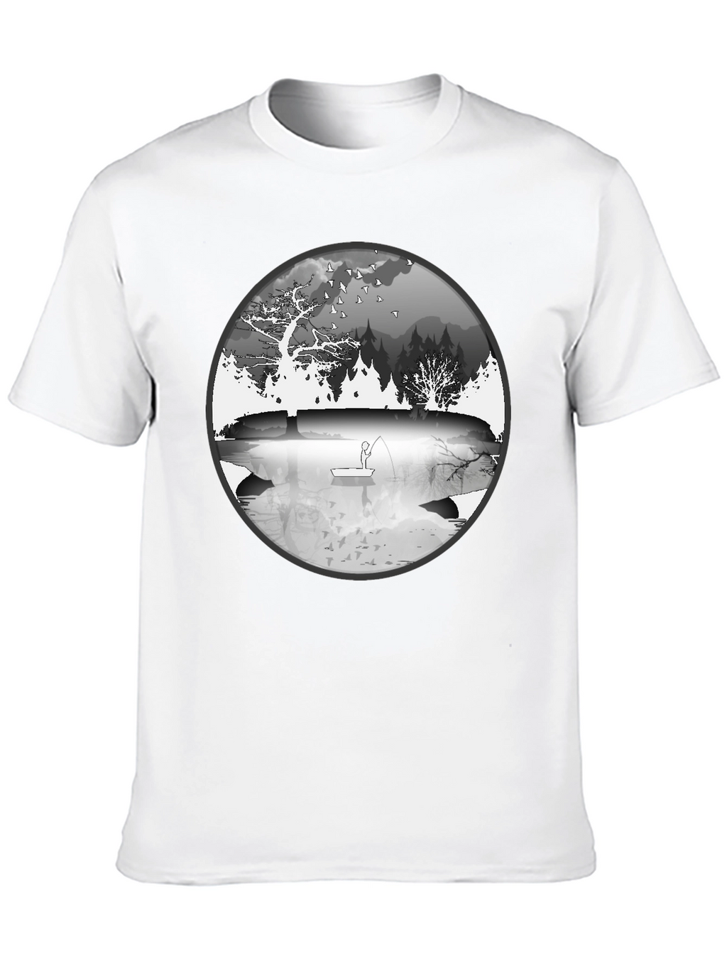Nature Fisherman Graphic Tee - Classic Black