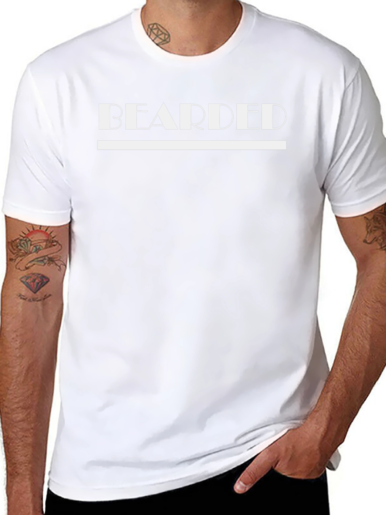 Bearded Graphic Tee - Classic Black Crew Neck T-Shirt