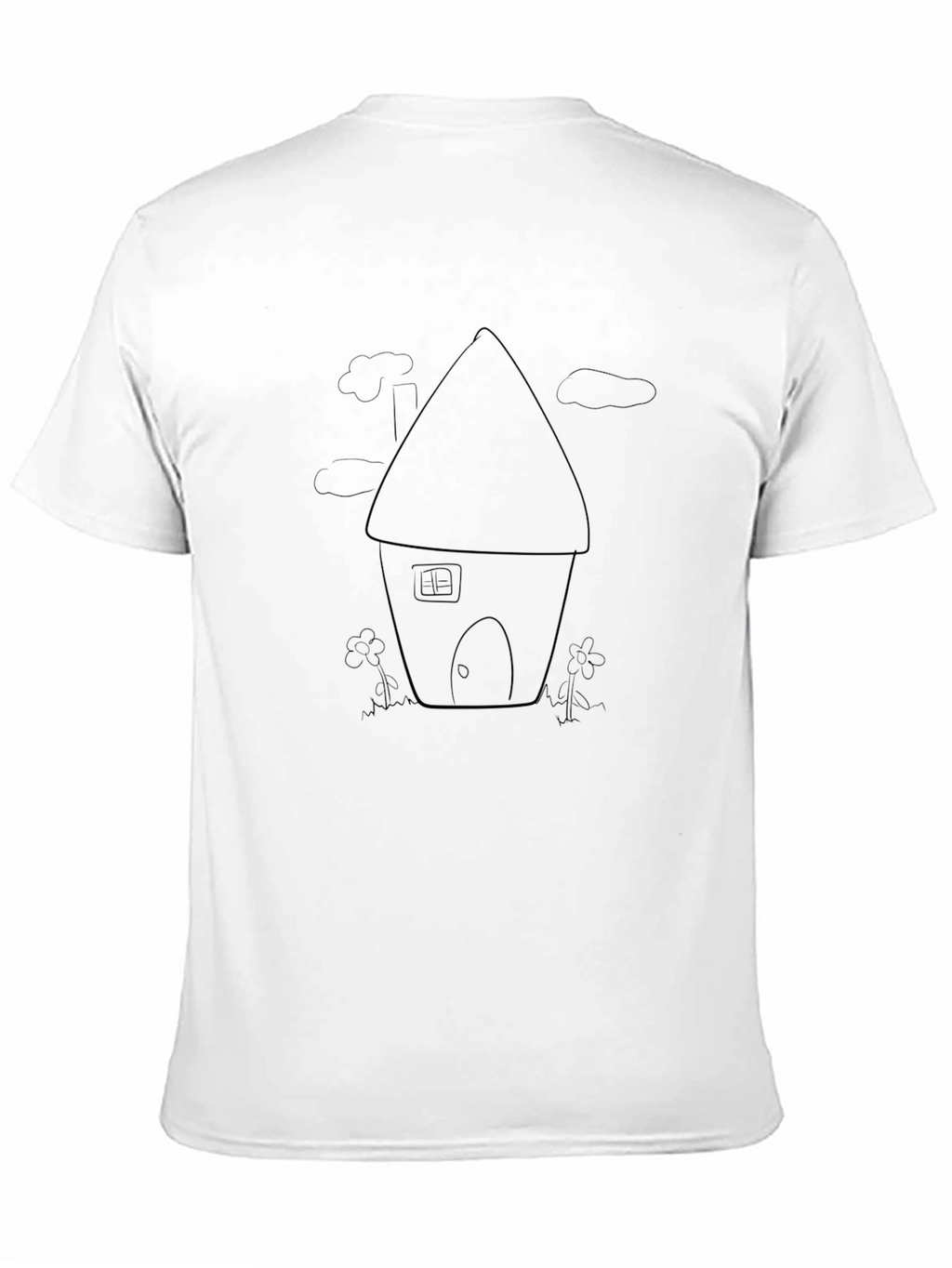 Cartoon House Graphic Tee - Black Casual Shirt