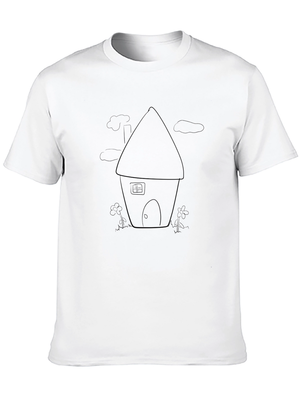 Cartoon House Graphic Tee - Black Casual Shirt