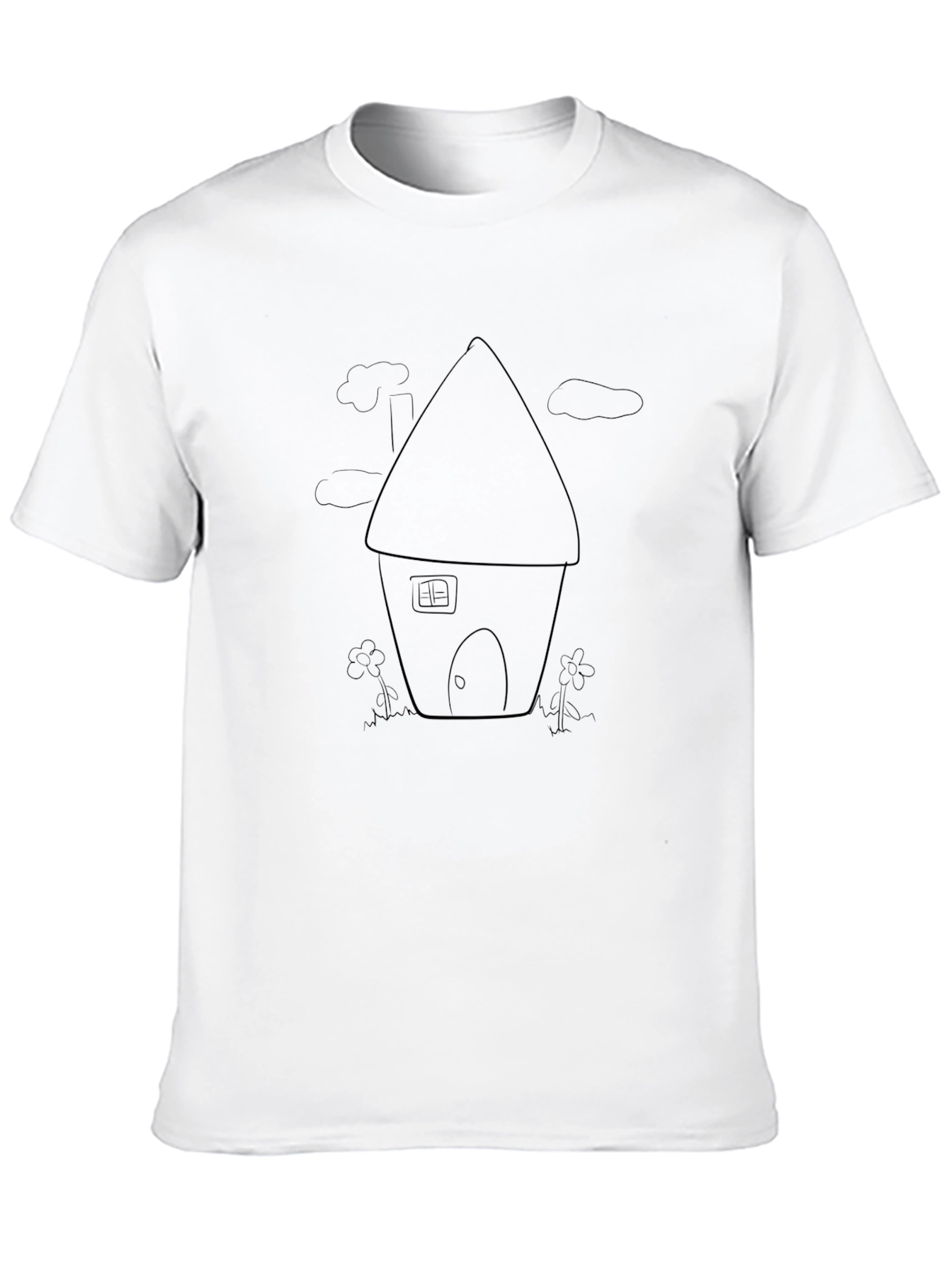 Cartoon House Graphic Tee - Black Casual Shirt