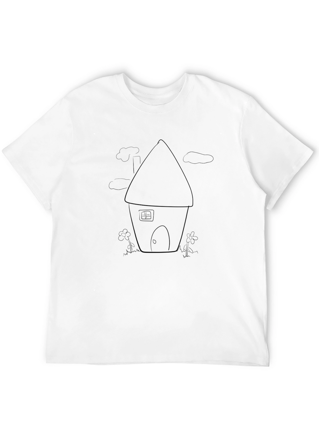 Cartoon House Graphic Tee - Black Casual Shirt
