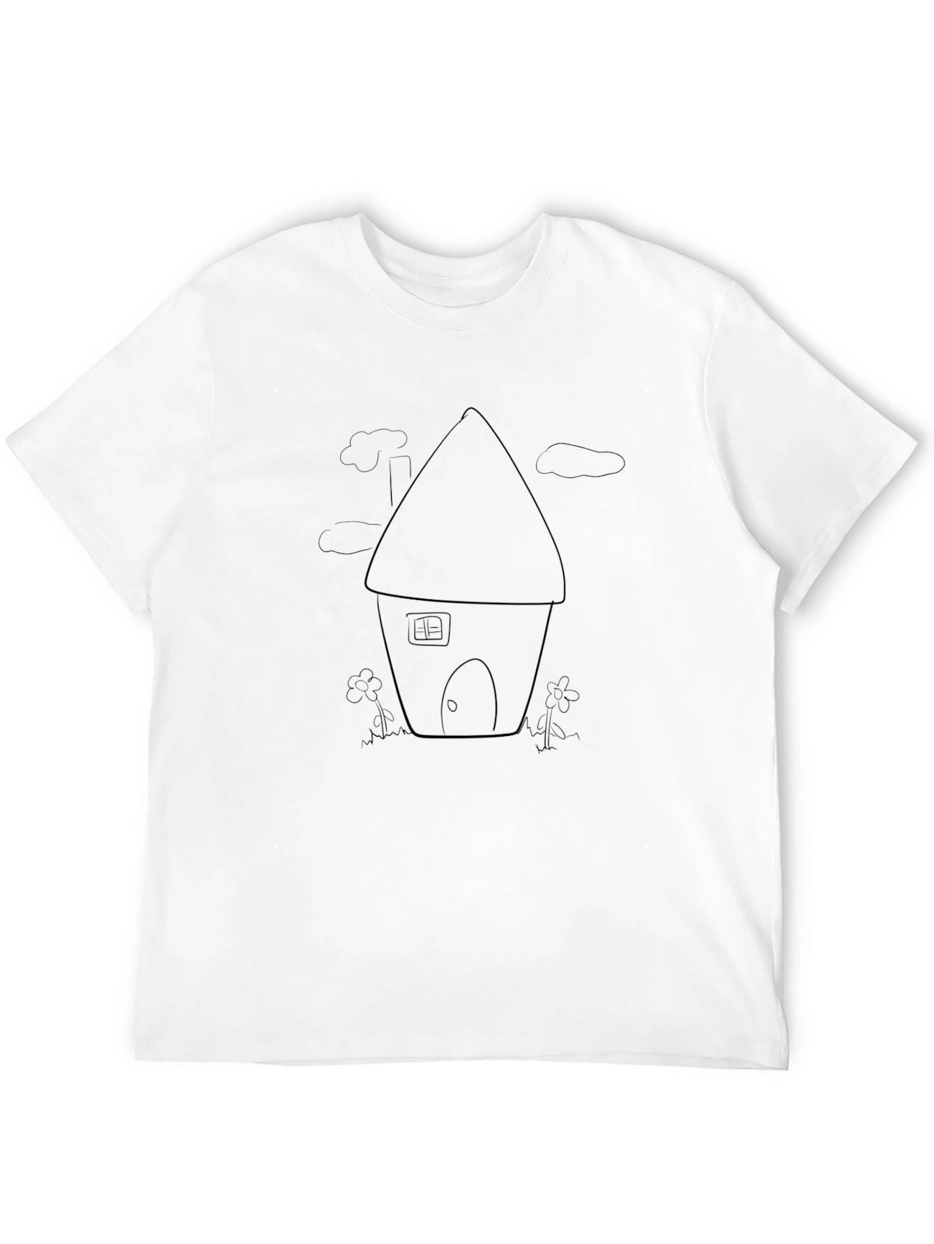 Cartoon House Graphic Tee - Black Casual Shirt