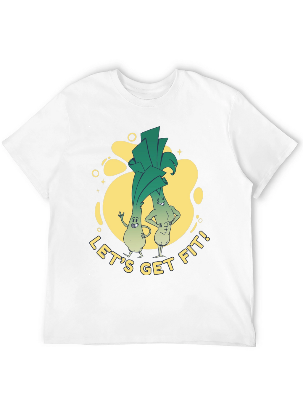 Lets Get Fit Leek Cartoon T-Shirt