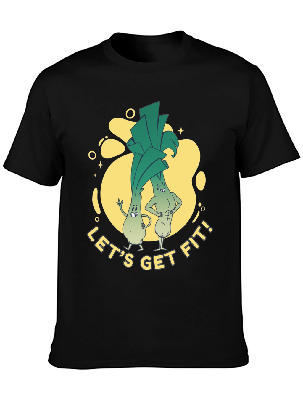 Lets Get Fit Leek Cartoon T-Shirt