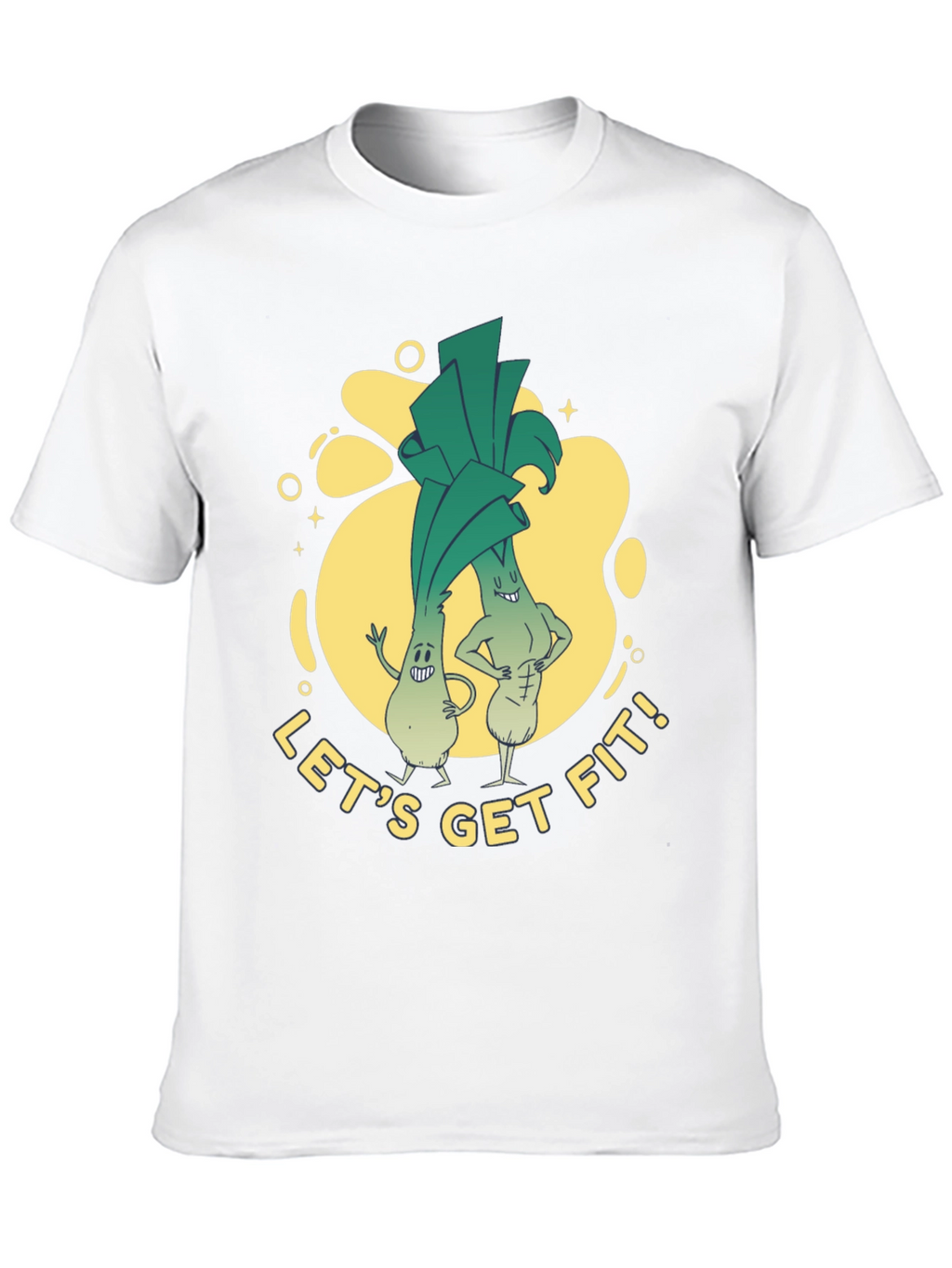 Lets Get Fit Leek Cartoon T-Shirt