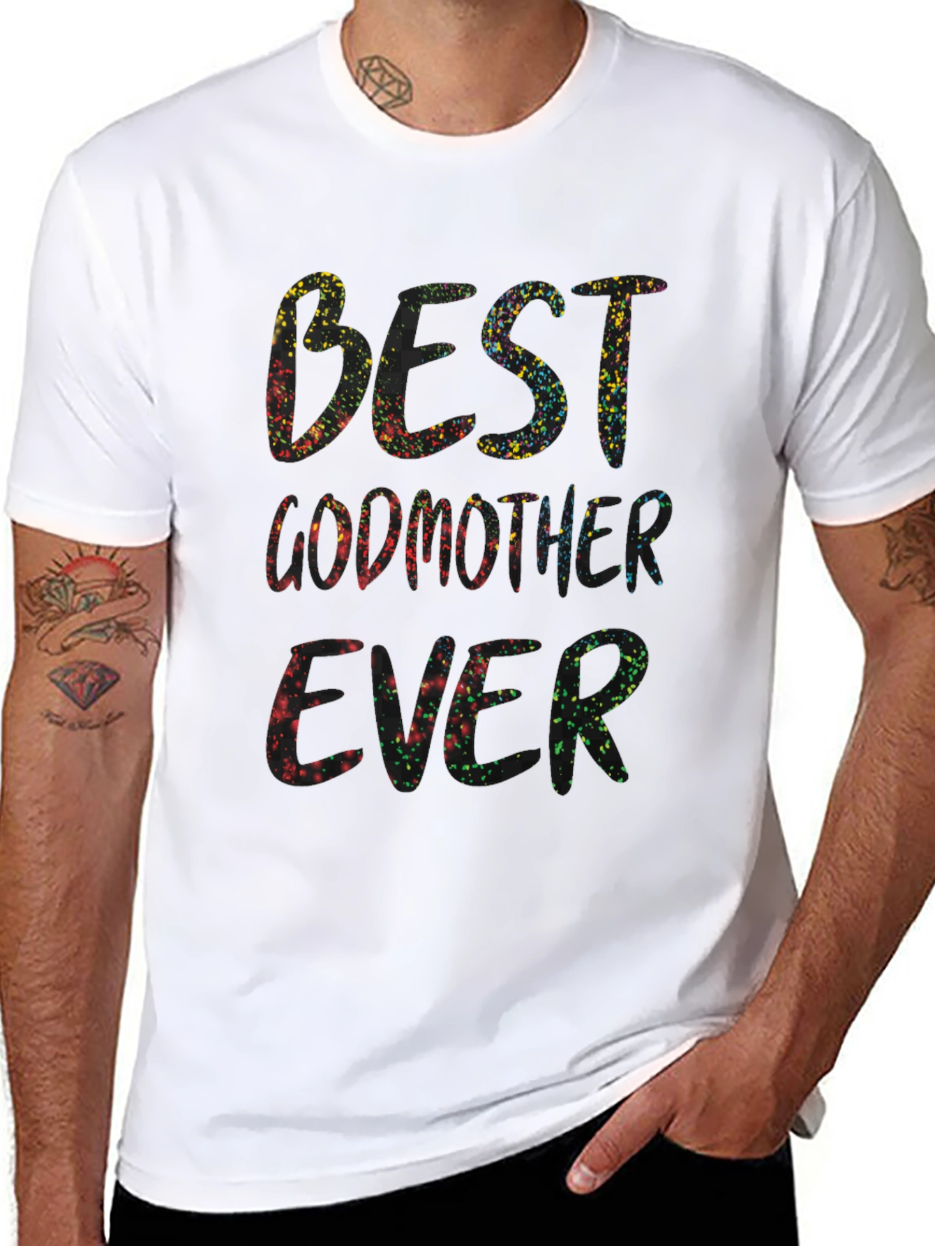 Best Godmother Ever Colorful Graphic T-Shirt