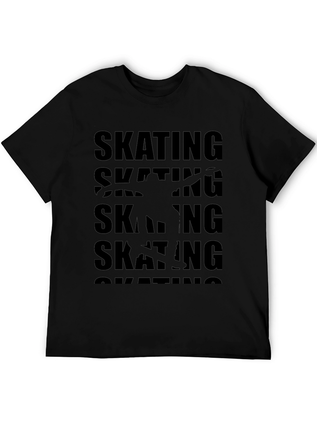 Skating Graphic Print Black T-Shirt