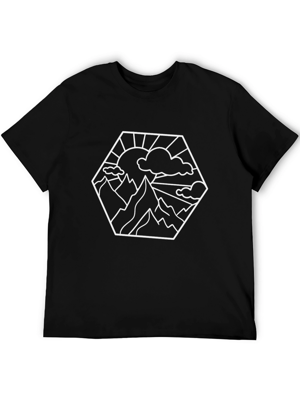 Mountainscape Hexagon Graphic Tee - Black