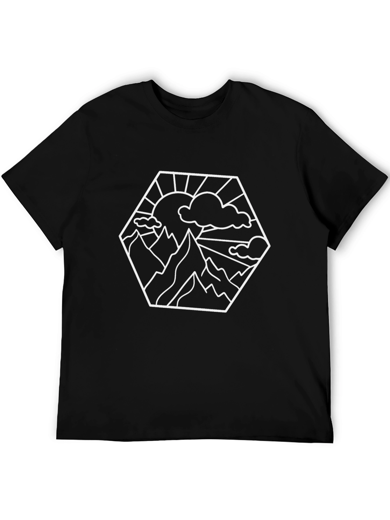 Mountainscape Hexagon Graphic Tee - Black