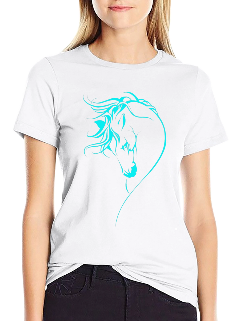 Horse Head Graphic Tee - Stylish Black T-Shirt