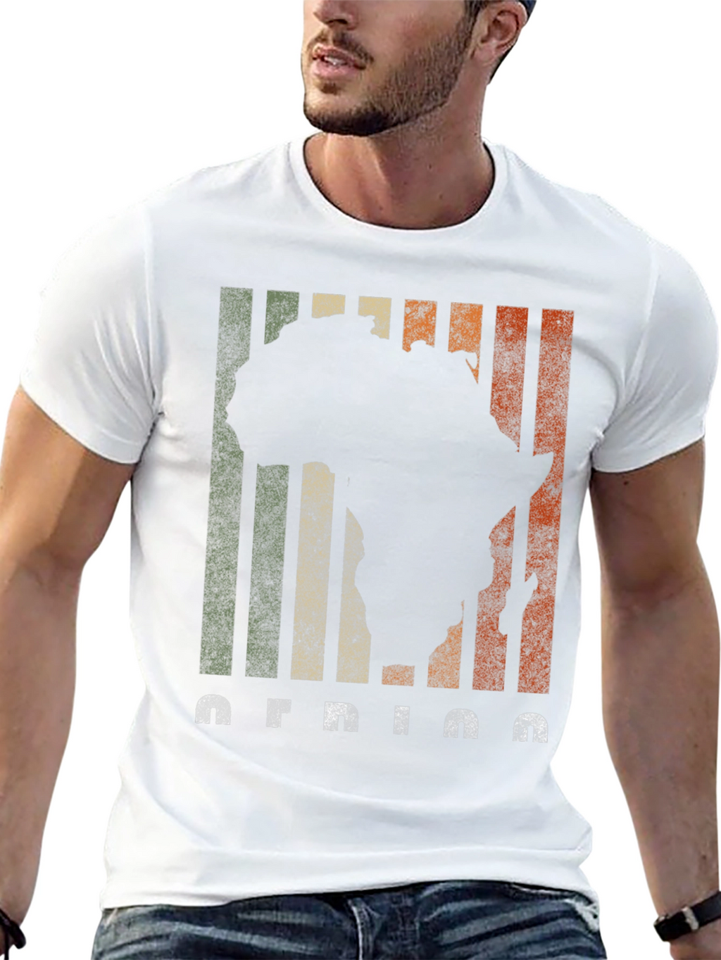 Africa Silhouette Retro Stripe T-Shirt