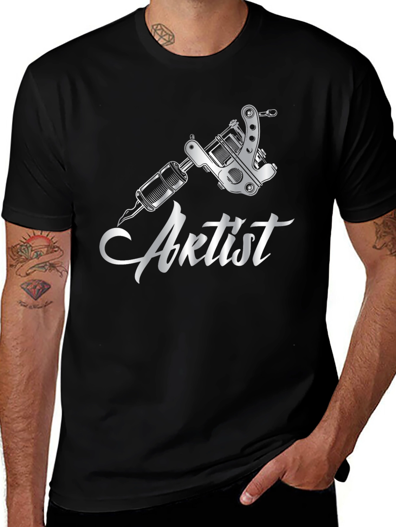 Artist Tattoo Gun Graphic Black T-Shirt