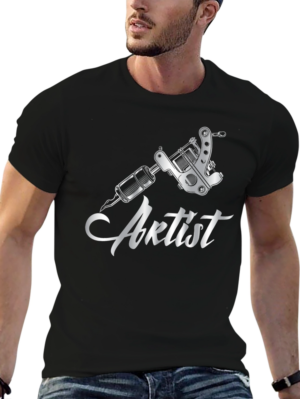 Artist Tattoo Gun Graphic Black T-Shirt