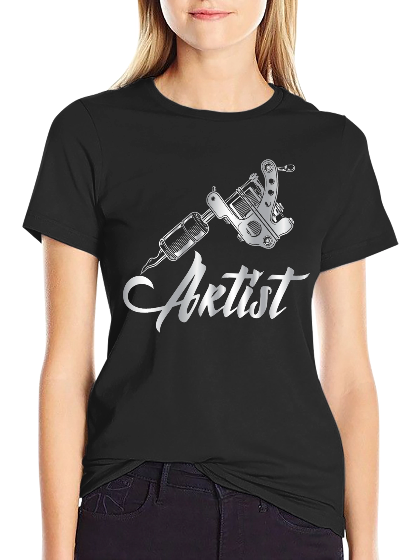 Artist Tattoo Gun Graphic Black T-Shirt