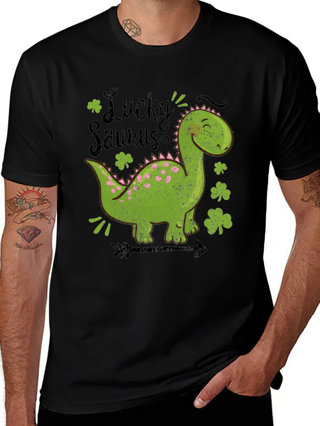 Lucky Saurus T-Shirt - St. Patricks Day Dinosaur Tee