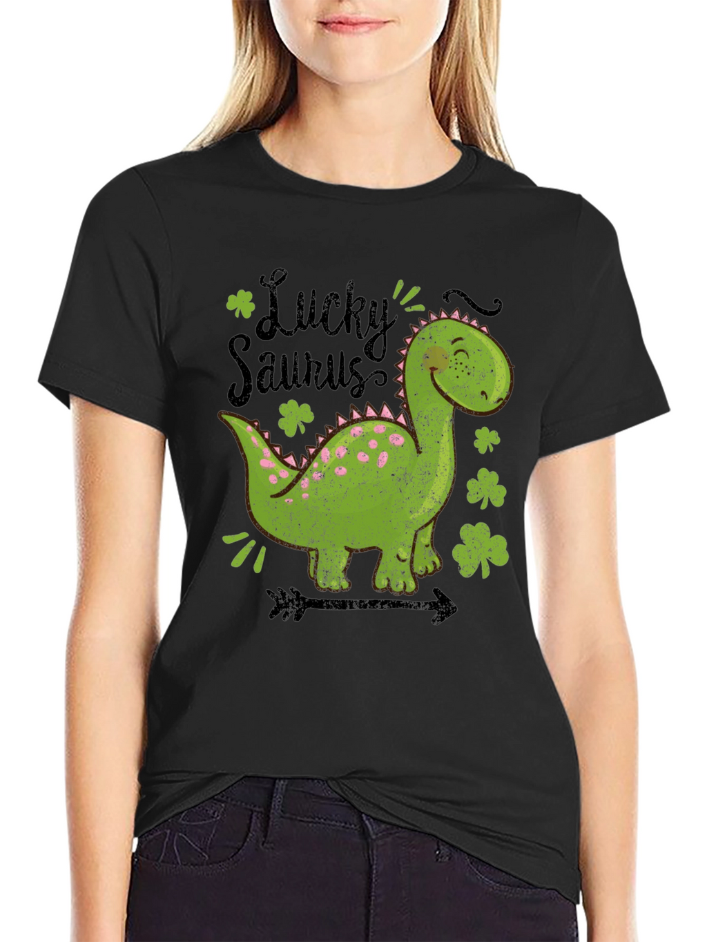 Lucky Saurus T-Shirt - St. Patricks Day Dinosaur Tee
