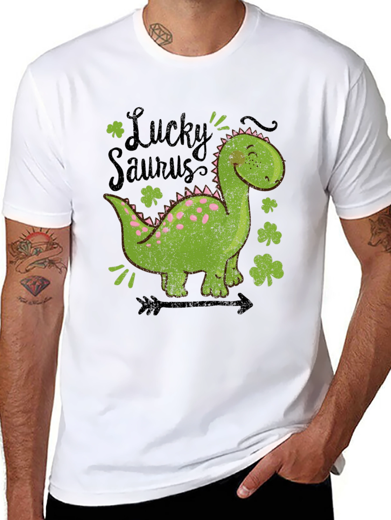 Lucky Saurus T-Shirt - St. Patricks Day Dinosaur Tee
