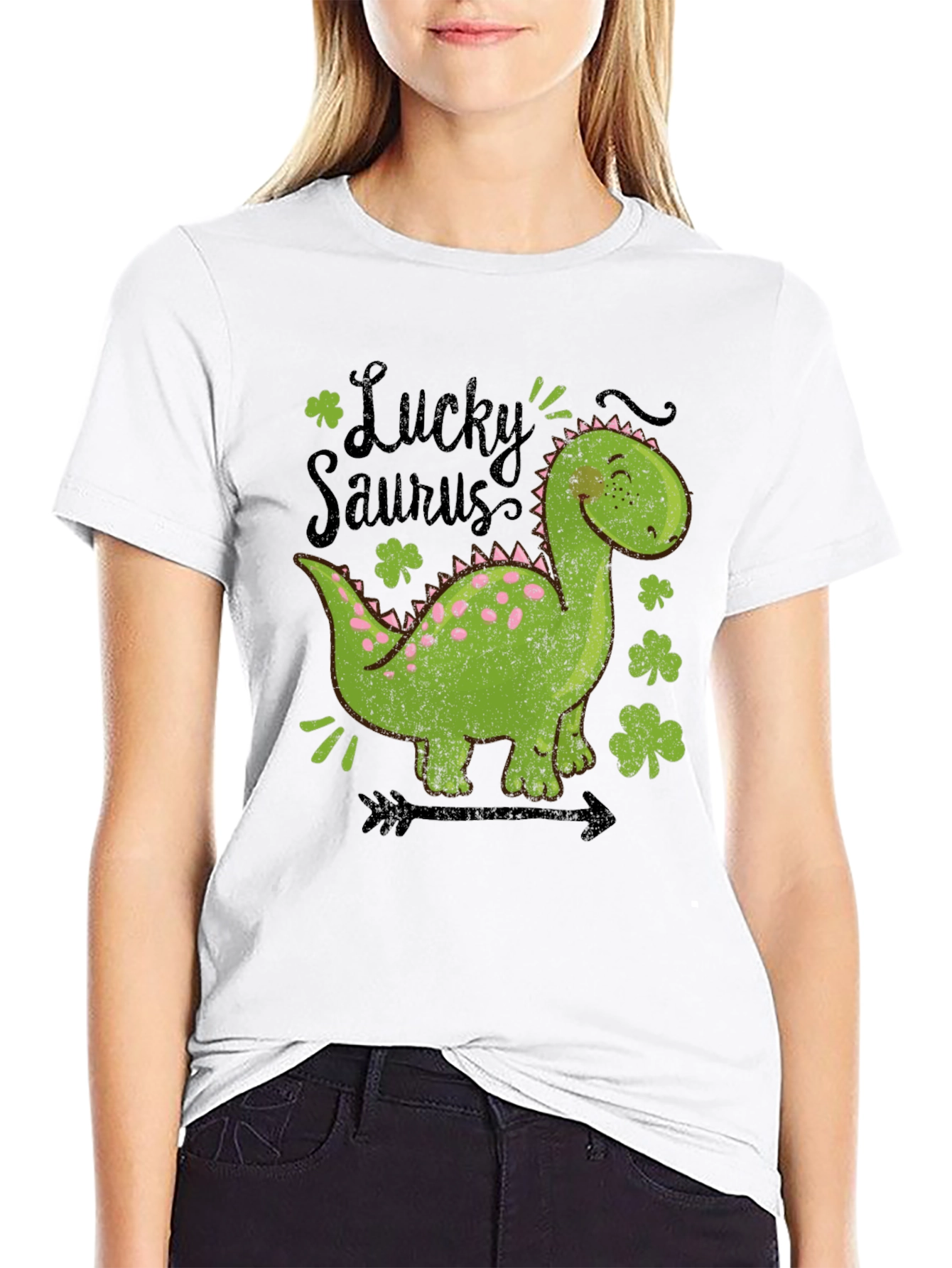 Lucky Saurus T-Shirt - St. Patricks Day Dinosaur Tee
