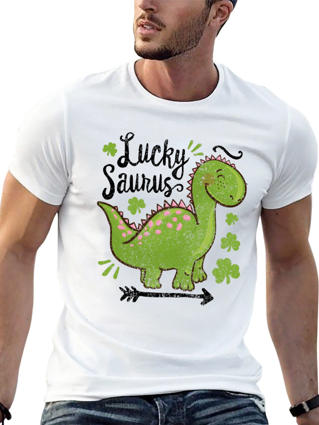 Lucky Saurus T-Shirt - St. Patricks Day Dinosaur Tee