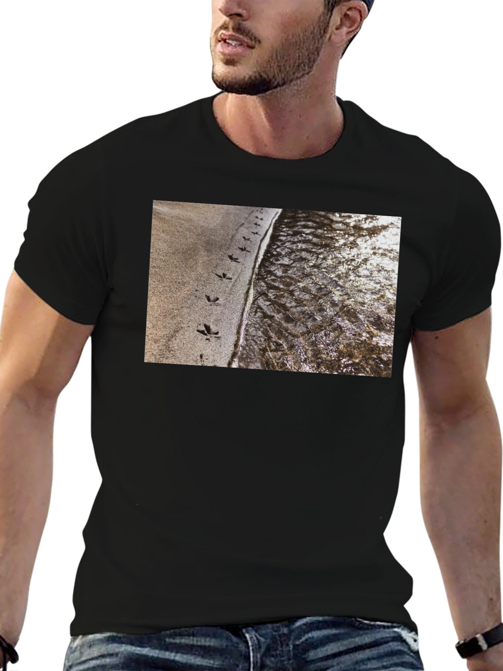 Nature Print Black T-Shirt