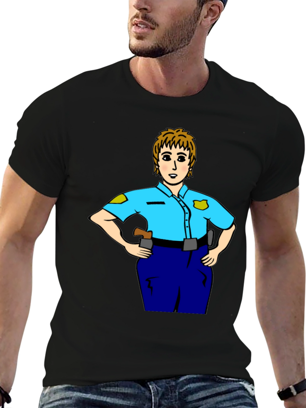 Police Woman Cartoon T-Shirt | Graphic Tee