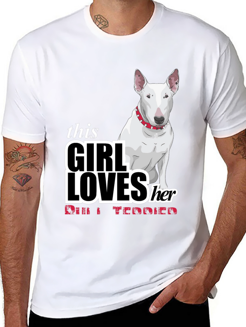 Girl Loves Bull Terrier Black T-Shirt