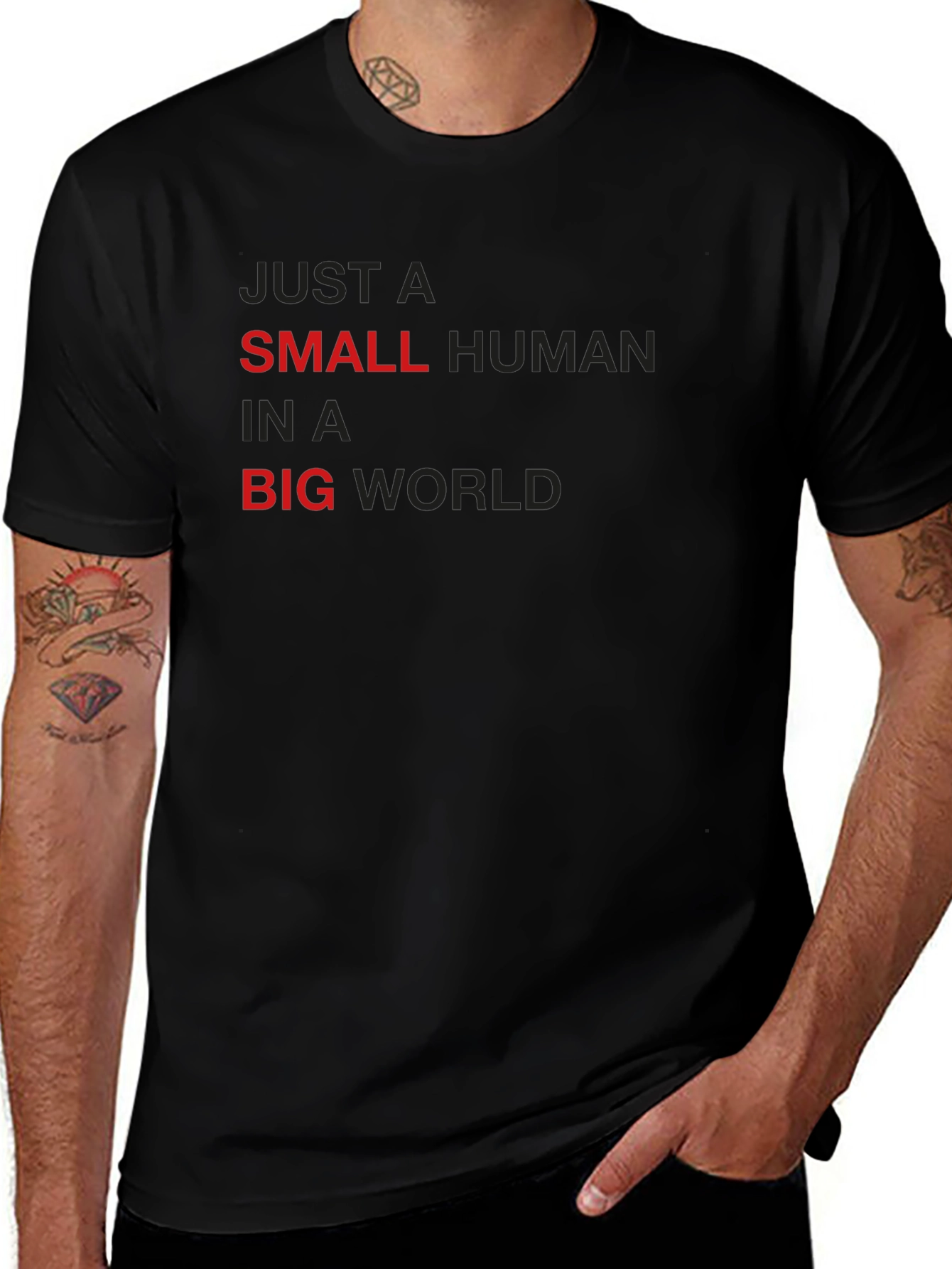 Small Human in a Big World Black T-Shirt