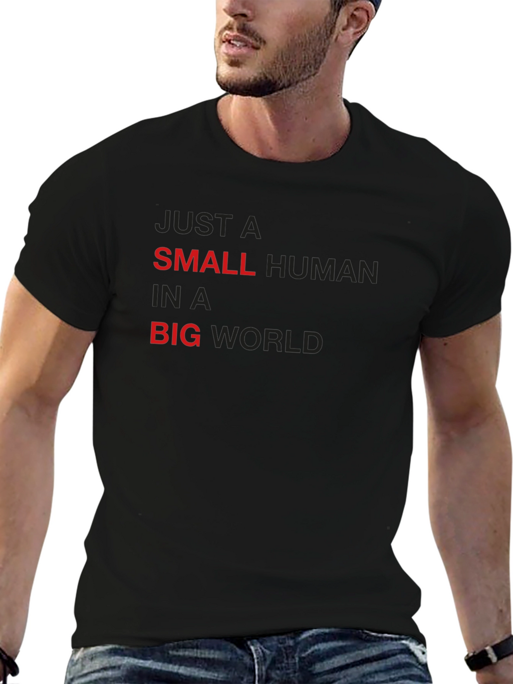 Small Human in a Big World Black T-Shirt