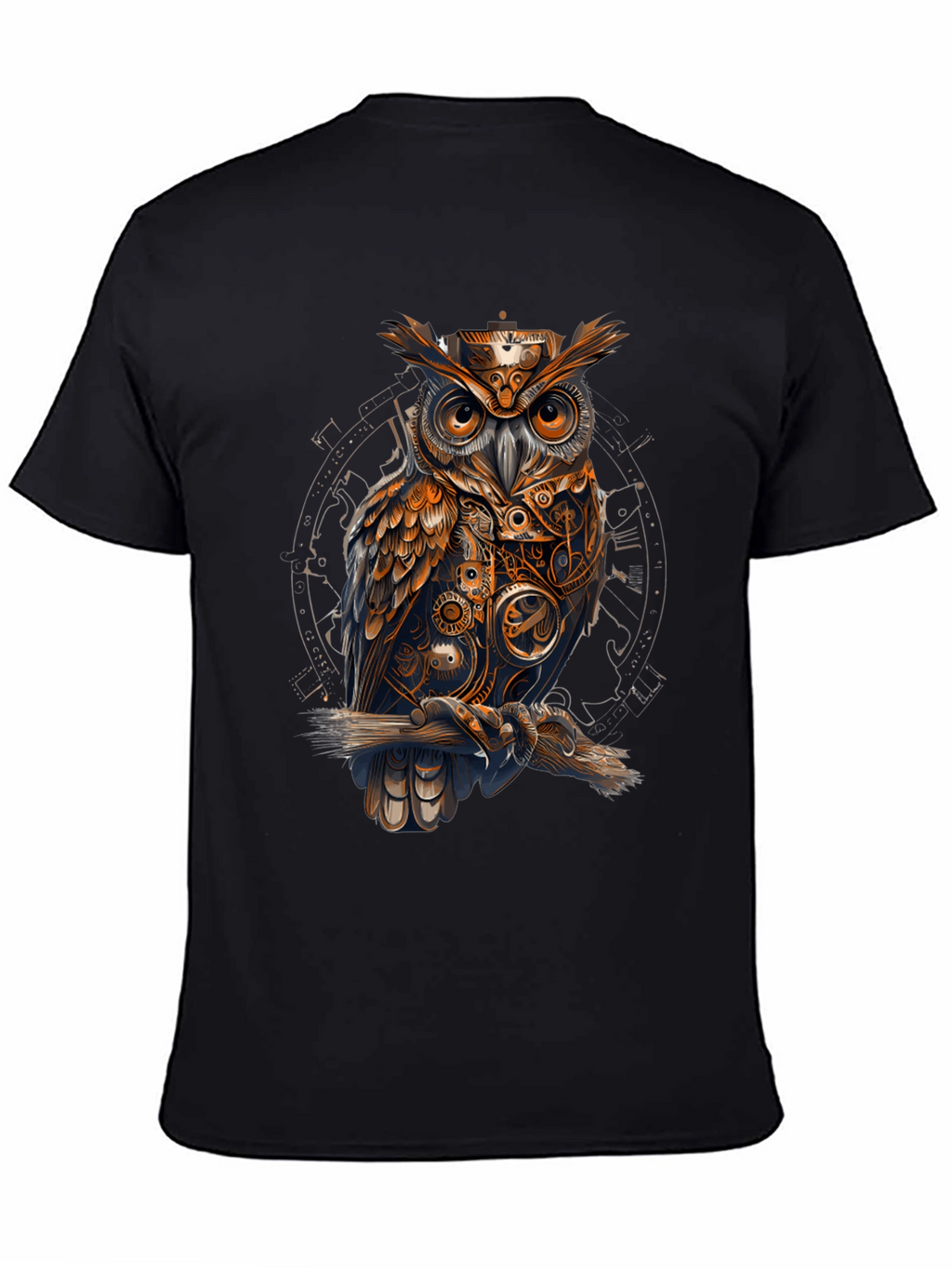 Steampunk Owl Graphic Tee - Unique Design T-Shirt
