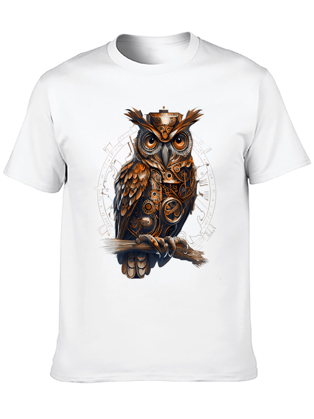 Steampunk Owl Graphic Tee - Unique Design T-Shirt