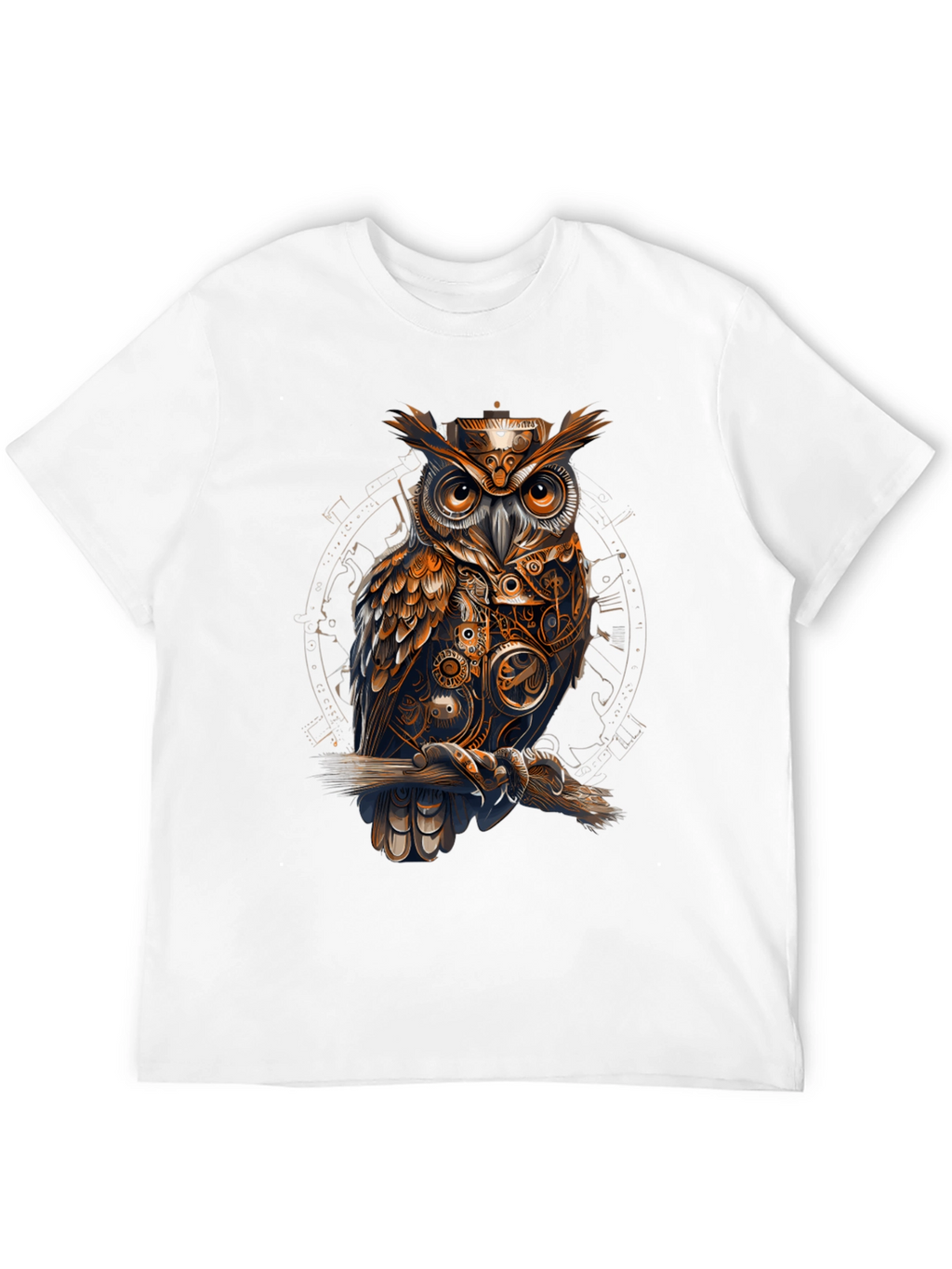 Steampunk Owl Graphic Tee - Unique Design T-Shirt