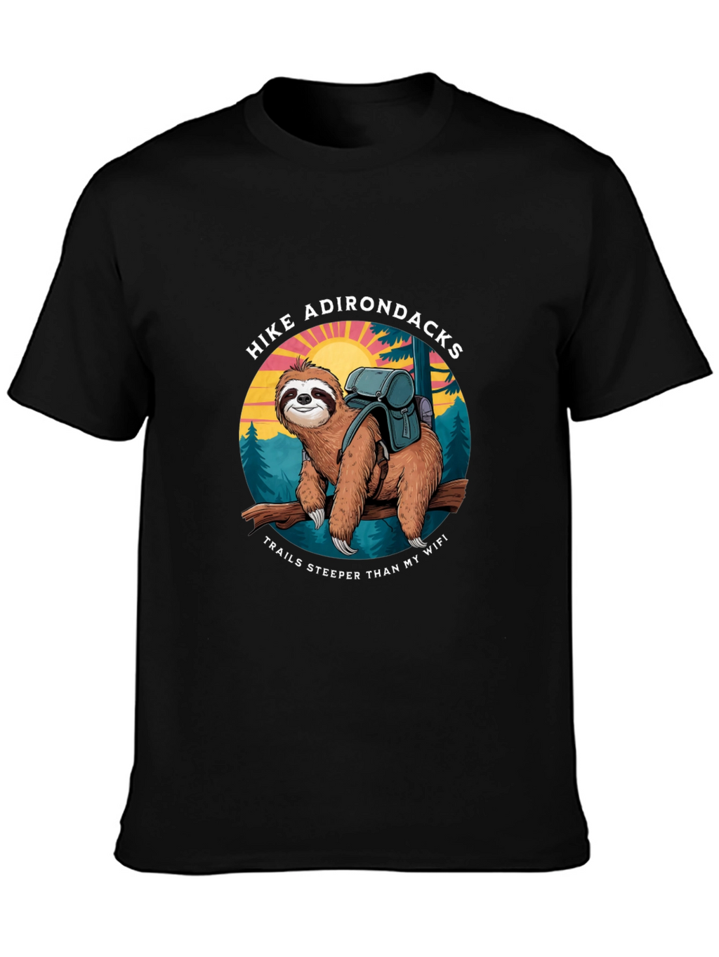 Hike Adirondacks Sloth Graphic Tee