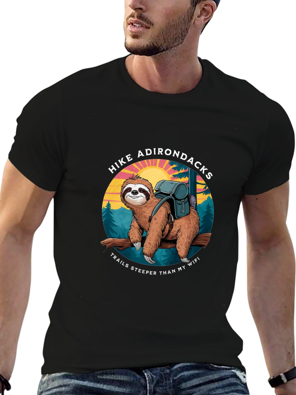 Hike Adirondacks Sloth Graphic Tee