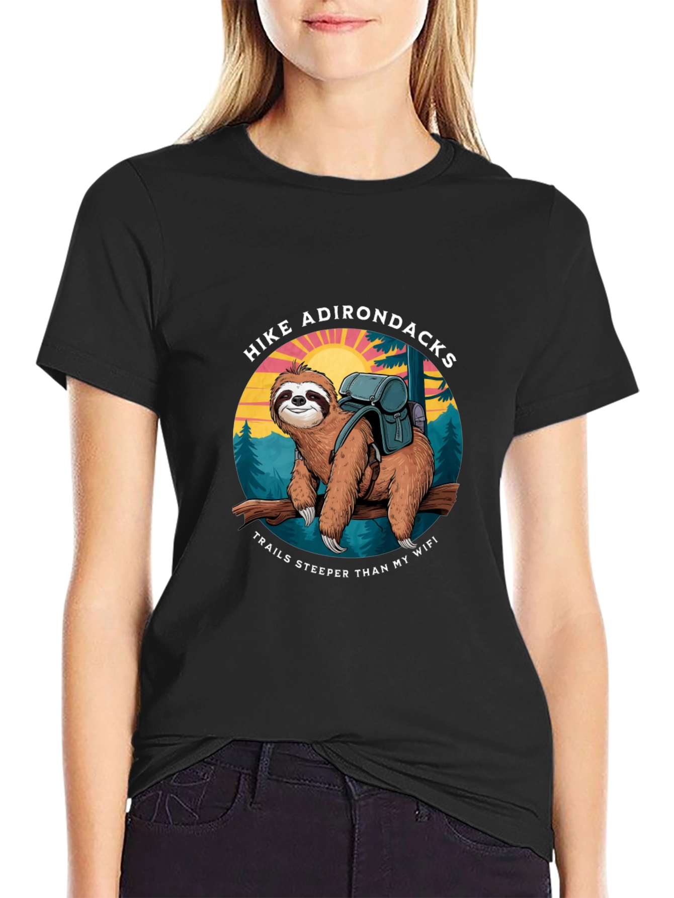 Hike Adirondacks Sloth Graphic Tee