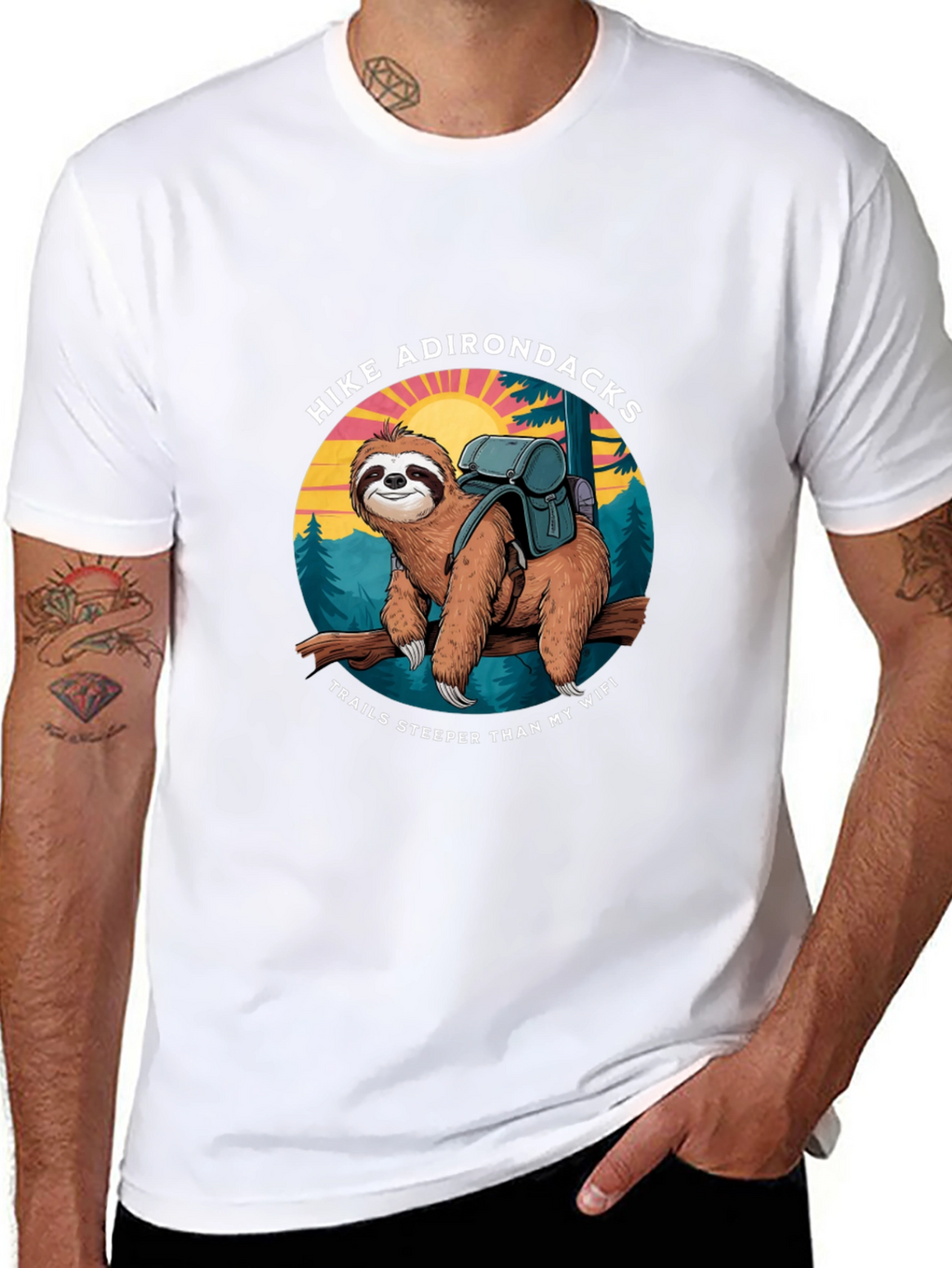 Hike Adirondacks Sloth Graphic Tee