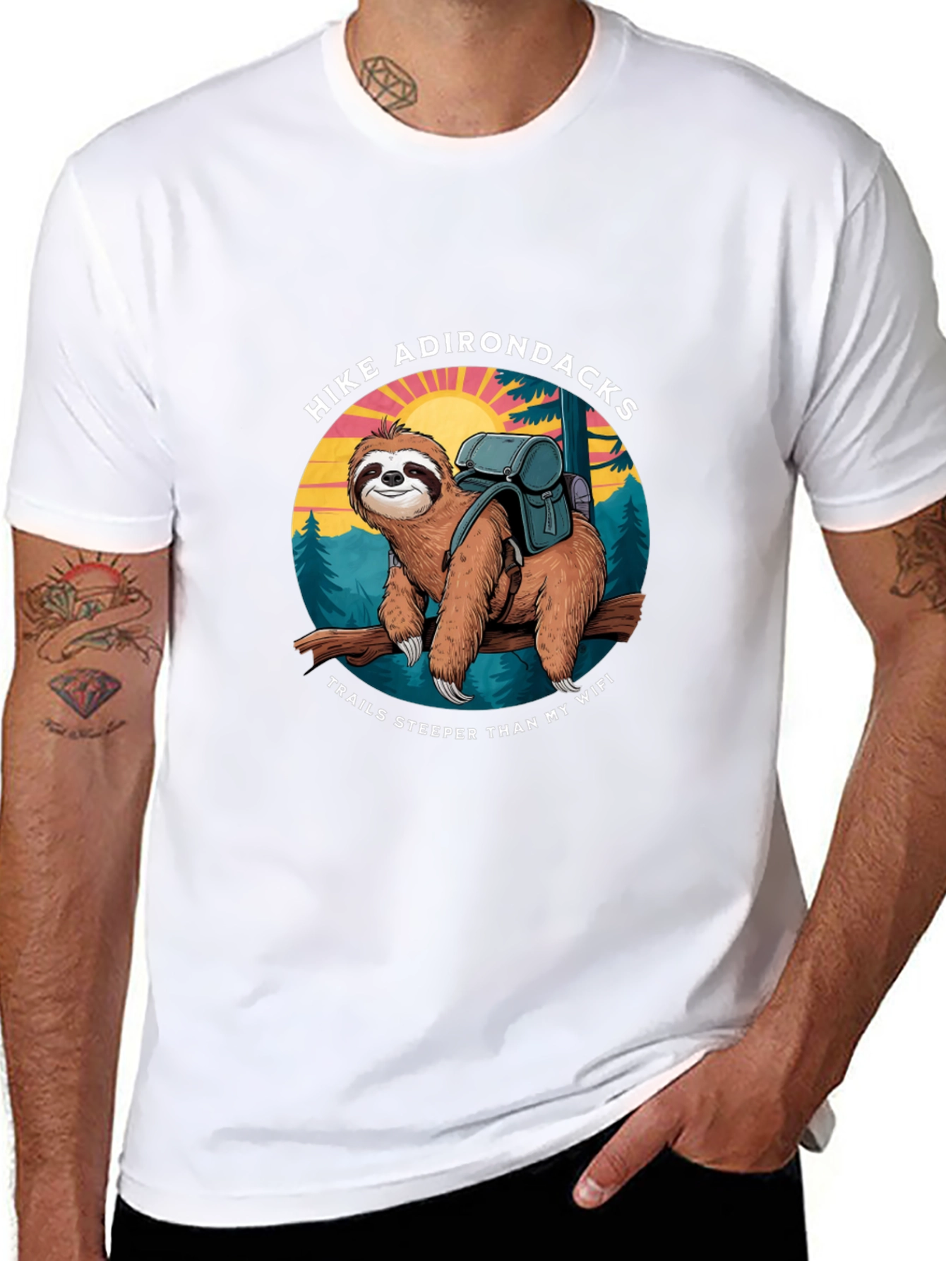 Hike Adirondacks Sloth Graphic Tee