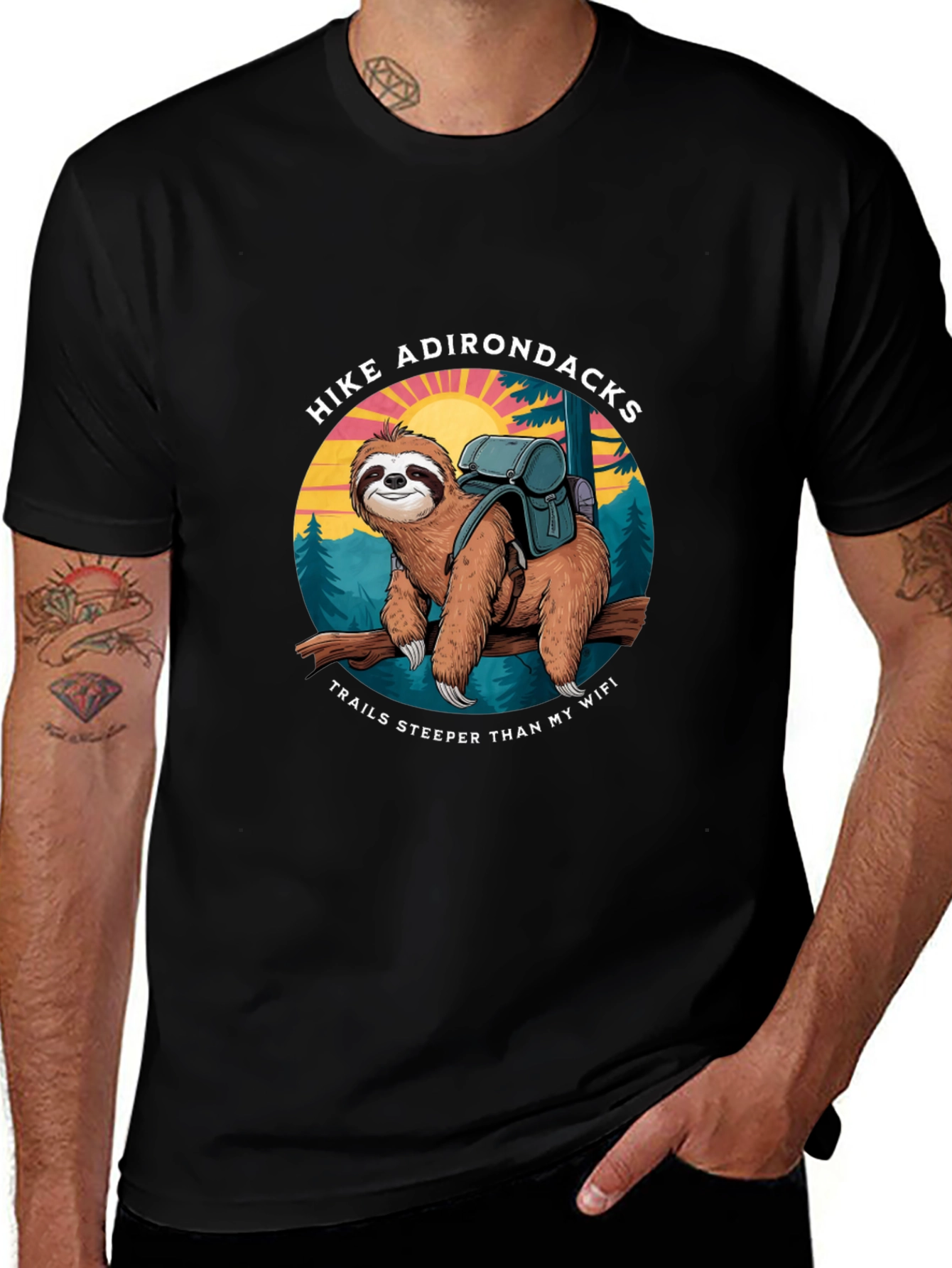 Hike Adirondacks Sloth Graphic Tee