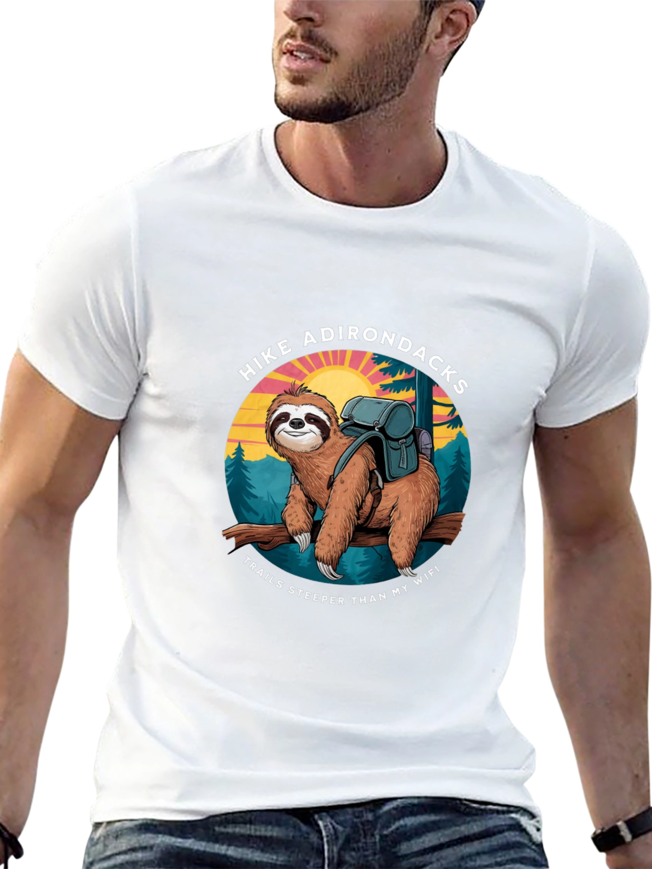 Hike Adirondacks Sloth Graphic Tee