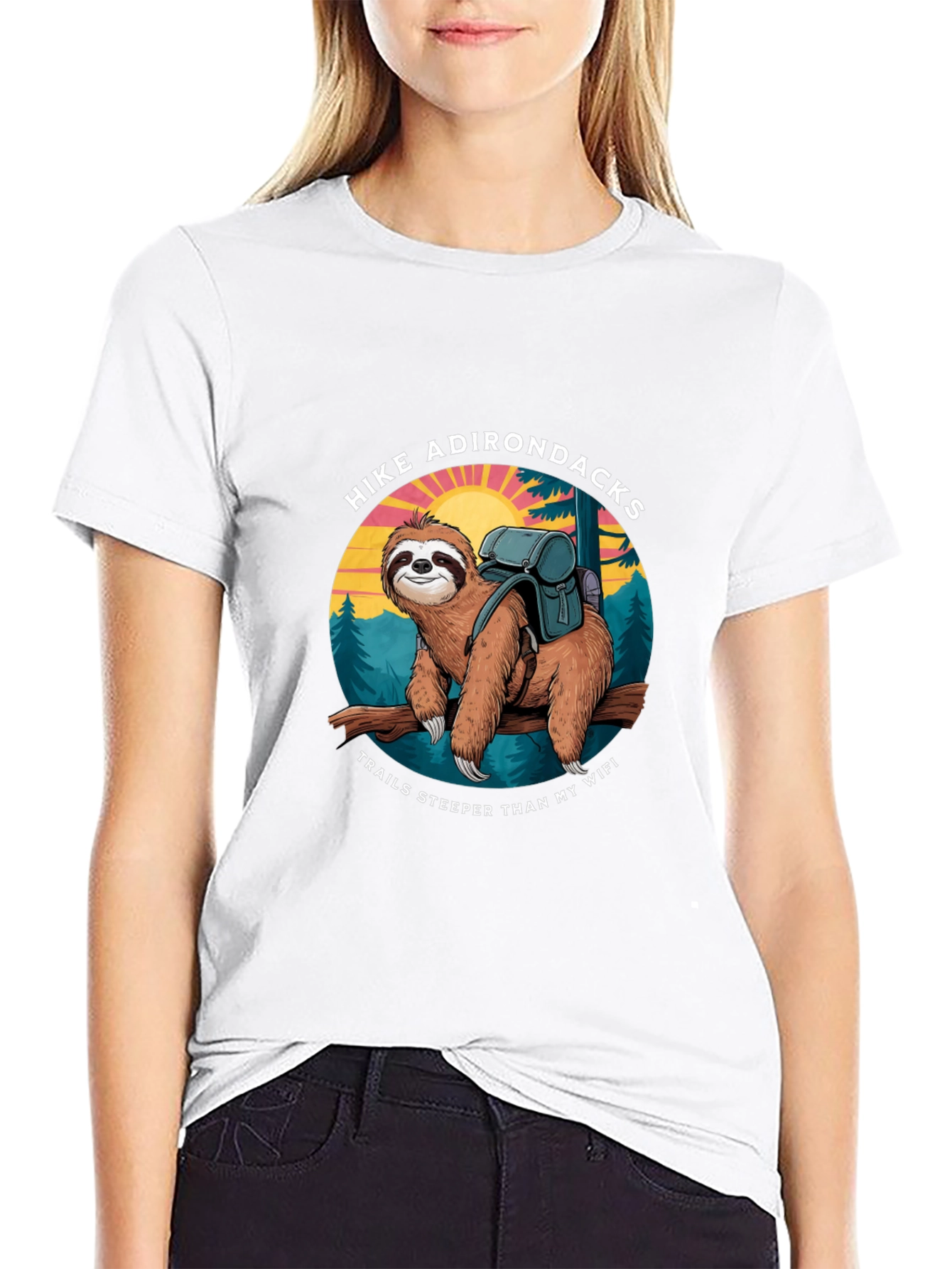 Hike Adirondacks Sloth Graphic Tee