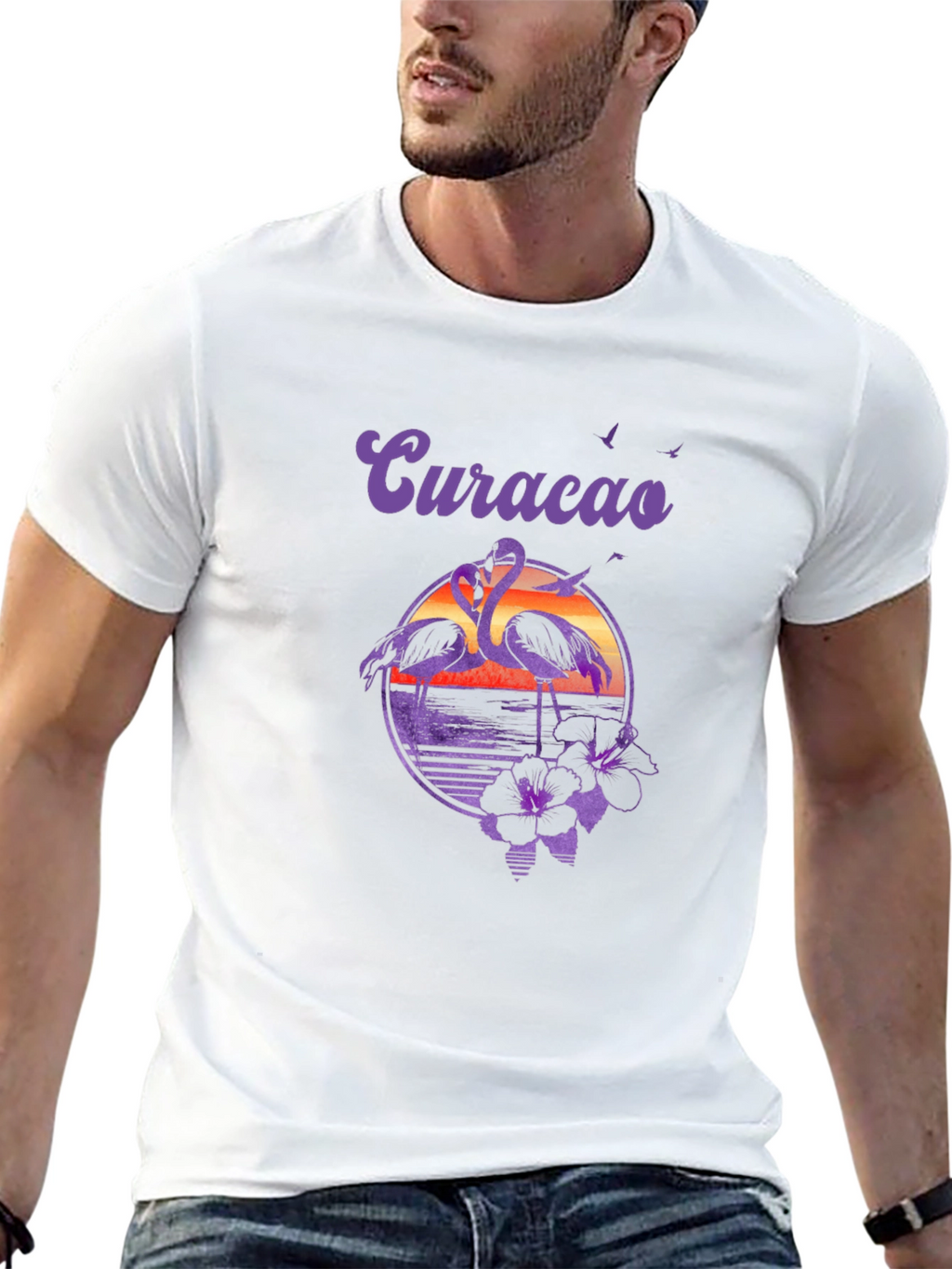 Curacao Flamingo Graphic T-Shirt - Island Vibes