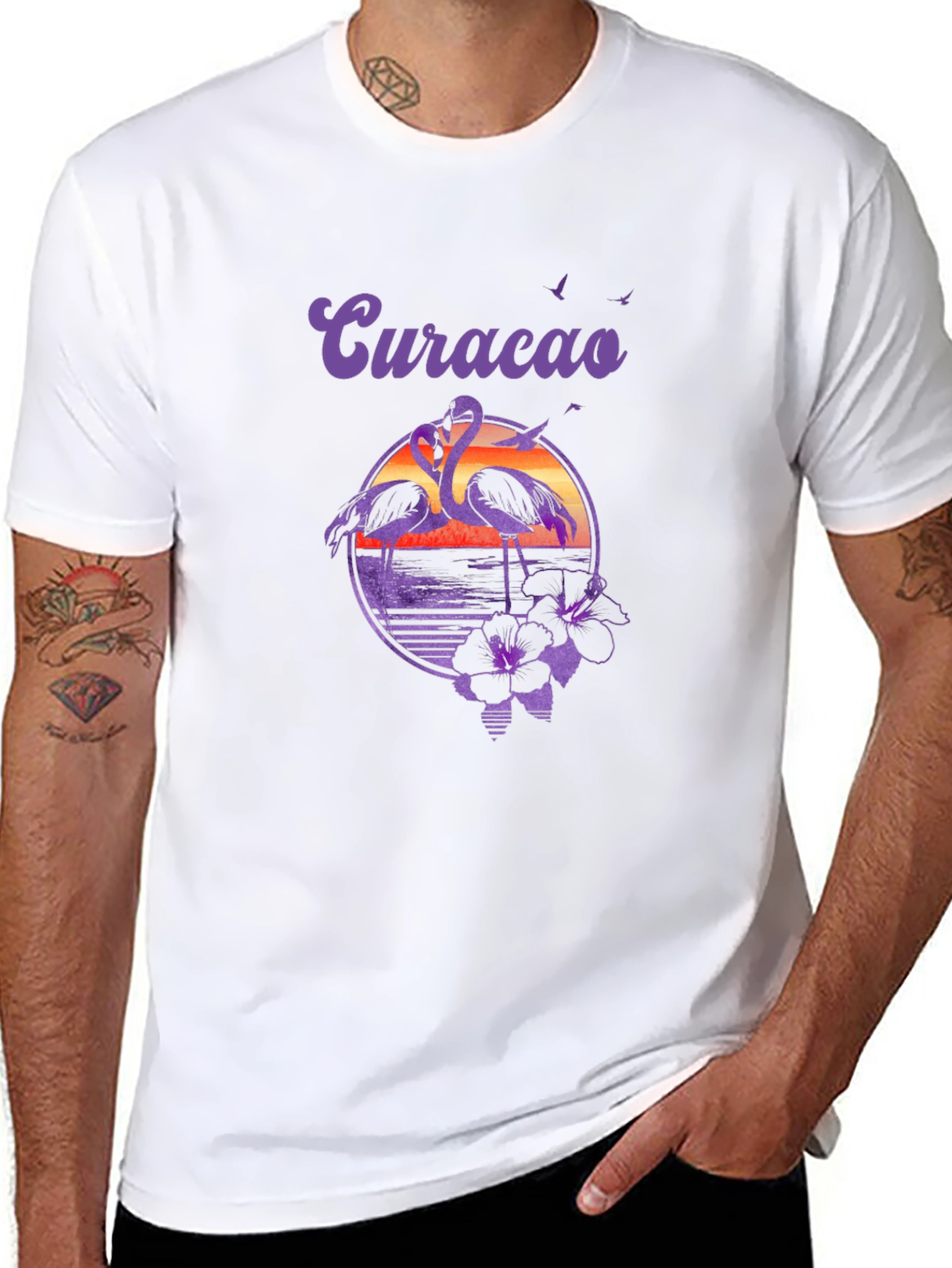 Curacao Flamingo Graphic T-Shirt - Island Vibes