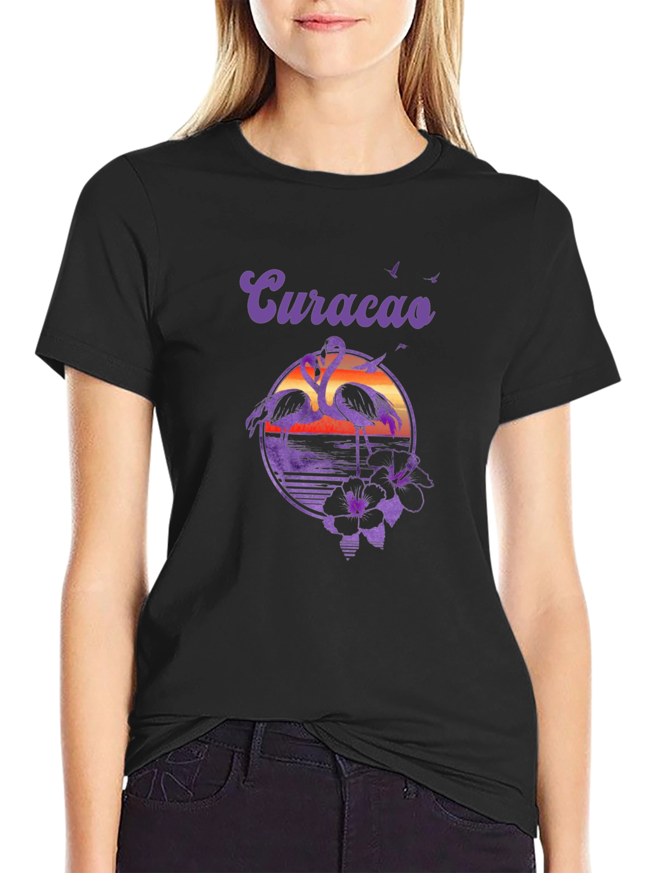 Curacao Flamingo Graphic T-Shirt - Island Vibes
