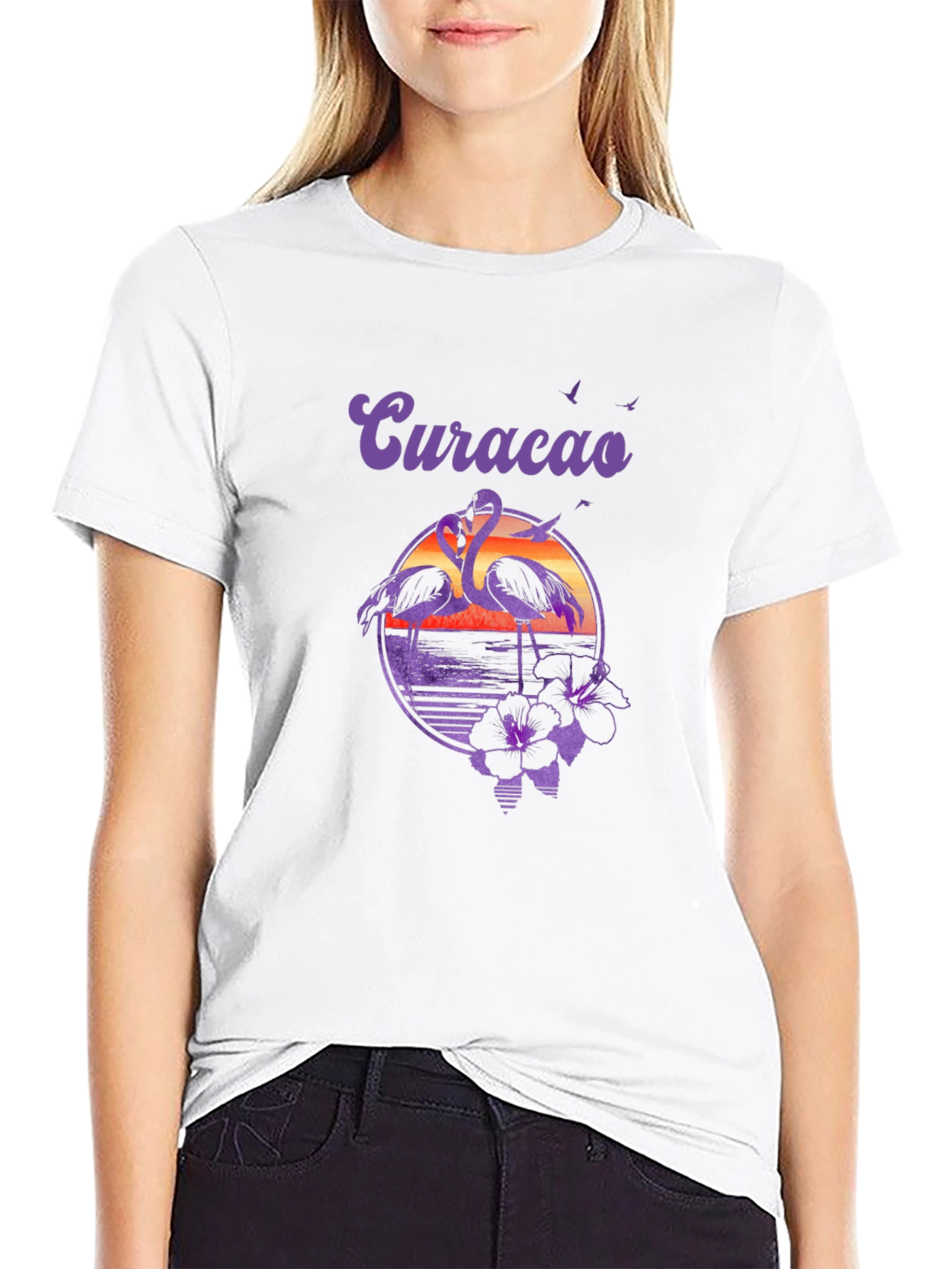 Curacao Flamingo Graphic T-Shirt - Island Vibes