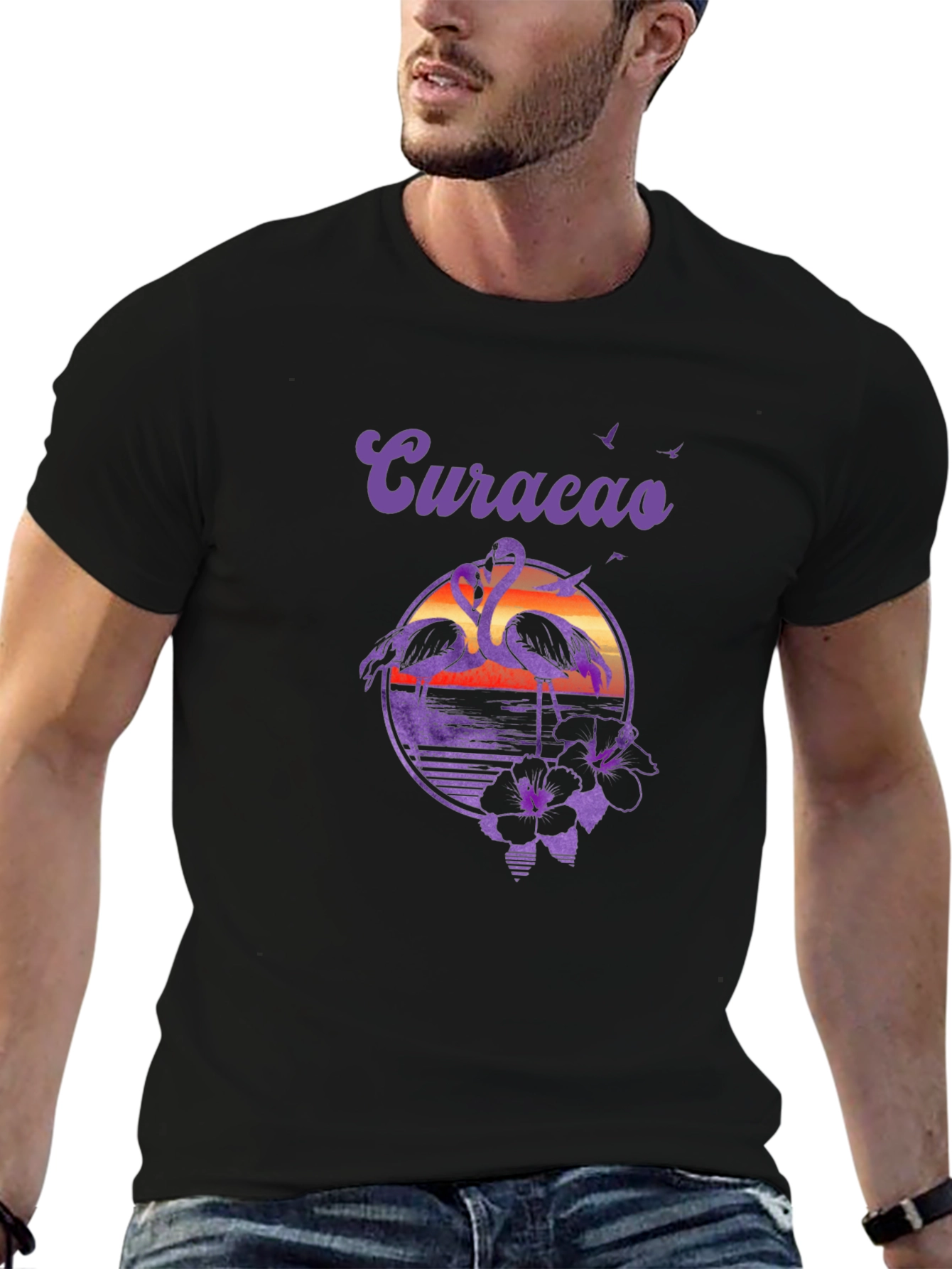 Curacao Flamingo Graphic T-Shirt - Island Vibes