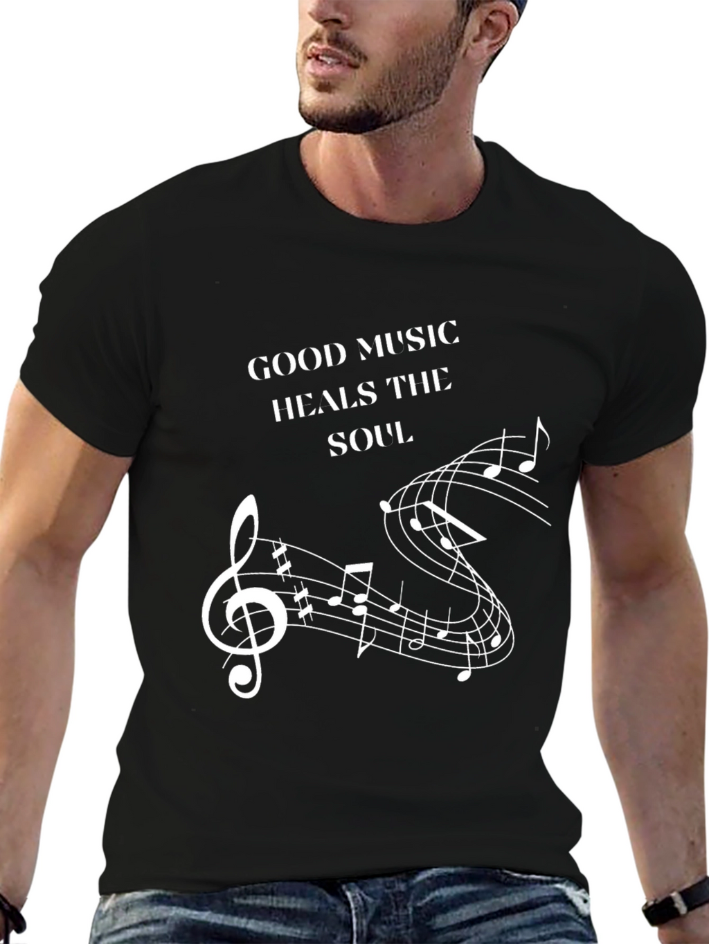 Music Heals Soul Graphic Tee - Black